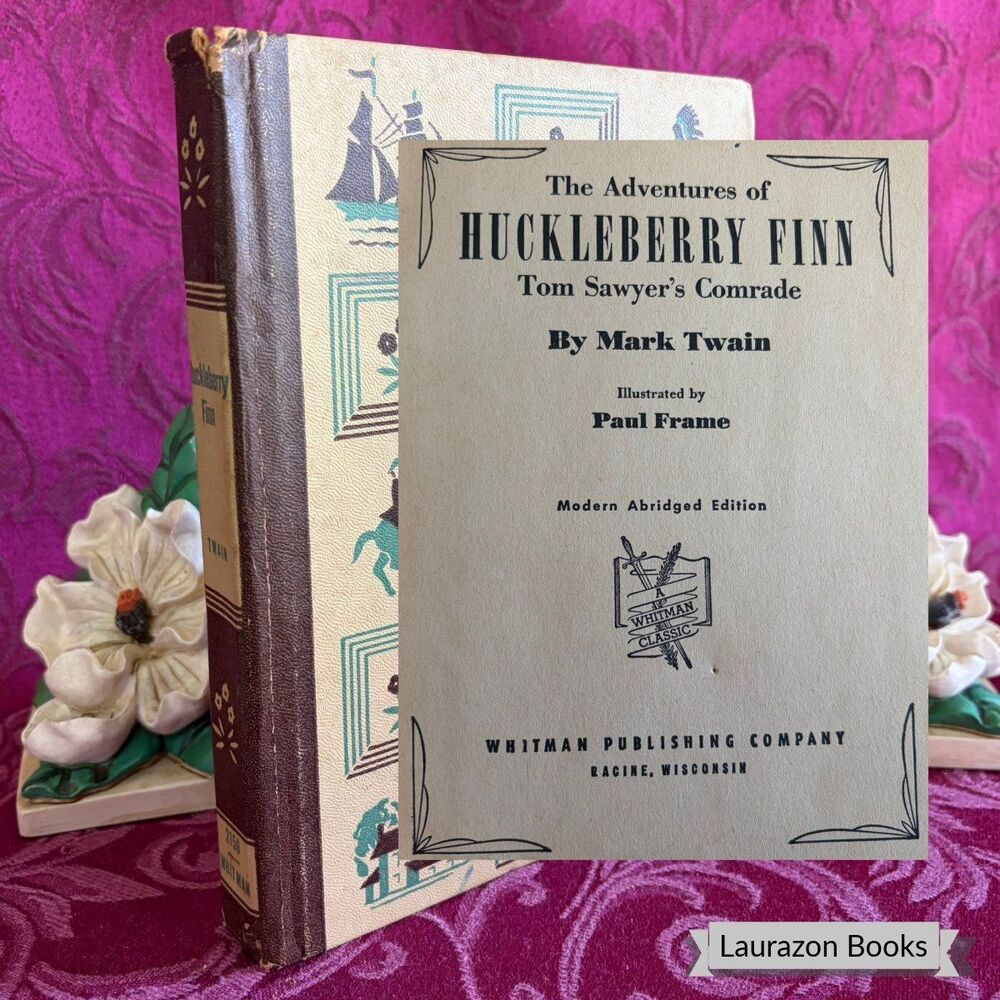 1951 The Adventures of Huckleberry Finn by Mark Twain, Illustrated Vintage Book